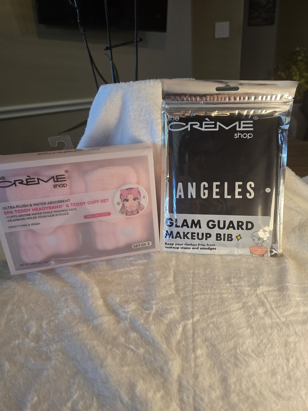 The Crème Shop Glam Guard Makeup Bib & Teddy Spa Headband & Cuff Set